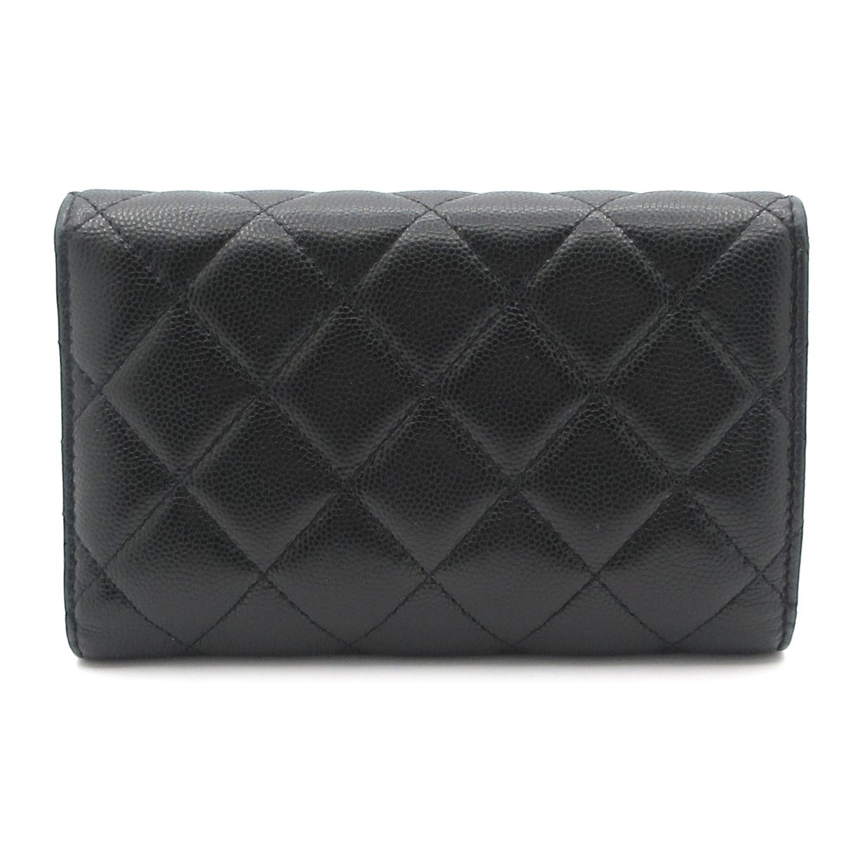 CHANEL シャネル 3つ折り財布 マトラッセ 黒