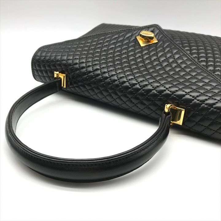 美品 BALLY バリー キルティング ターンロック ハンド バッグ レザー
