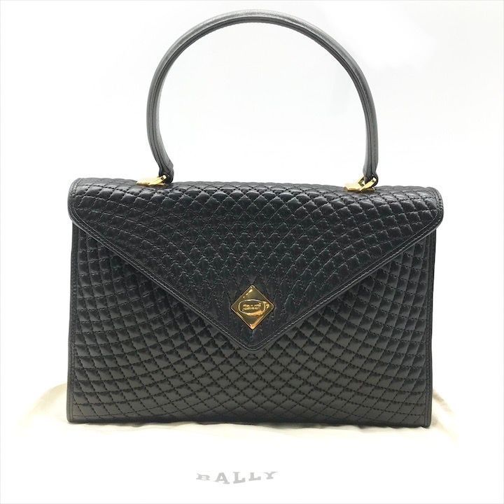 美品 BALLY バリー キルティング ターンロック ハンド バッグ レザー