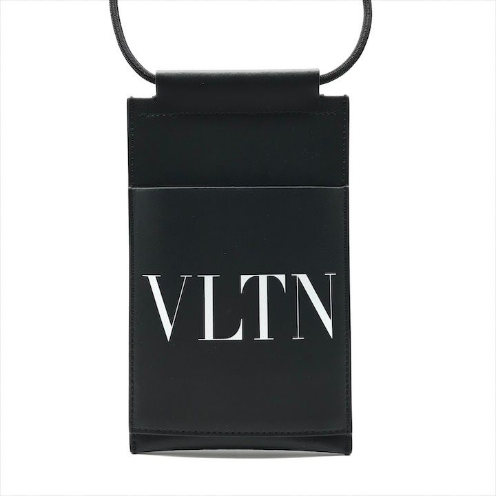 ♥品 ヴァレンティノ スマートフォン ケース ポーチ ショルダー バッグ カード入れ レザー ブラック ユニセックス k 7236