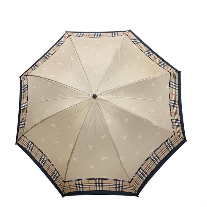 美品 BURBERRY バーバリー 折りたたみ 傘 ノバチェック ベージュ 雨傘