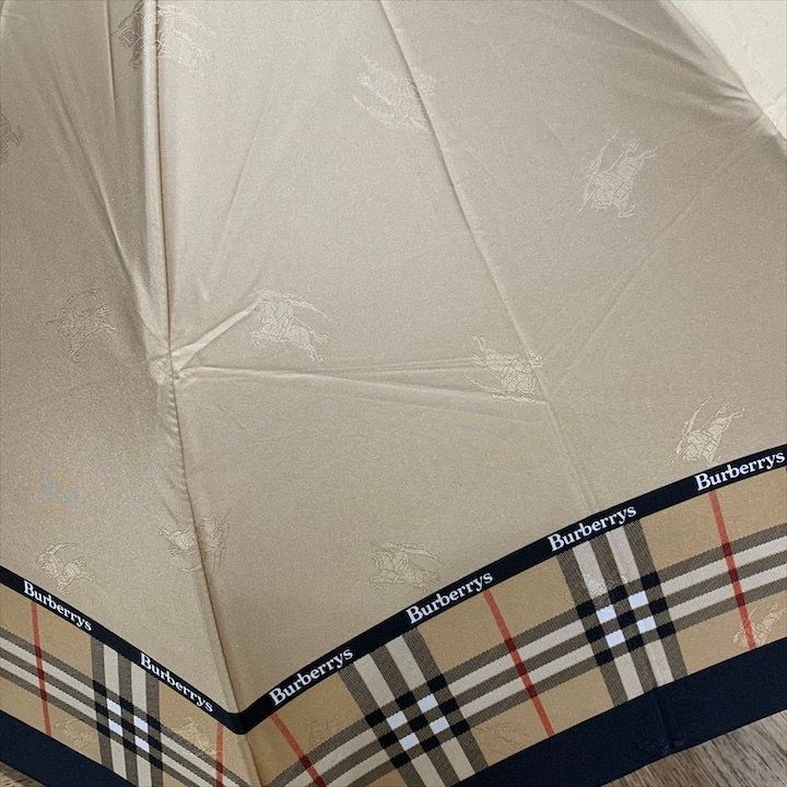 美品 BURBERRY バーバリー 折りたたみ 傘 ノバチェック ベージュ 雨傘