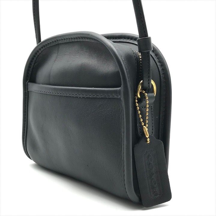 良品 COACH コーチ オールドコーチ ショルダー バッグ 斜め掛け ブラック レザー 無地 チャーム付き ヴィンテージ レディース r706 良品 COACH コーチ オールドコーチ ショルダー バッグ 斜め掛け