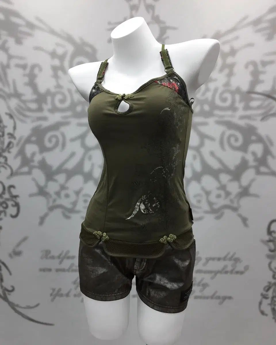 オーズオン Ozz on オリエンタル チャイナドレスst カーキ スリーブレス