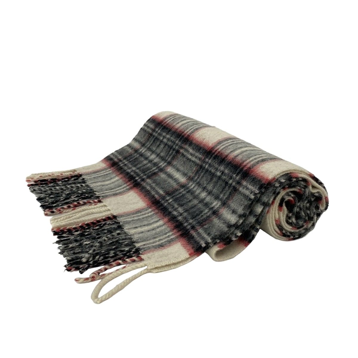 Johnstons ジョンストンズ マフラー - ダークグレー×アイボリー×マルチ チェック柄 カシミヤ