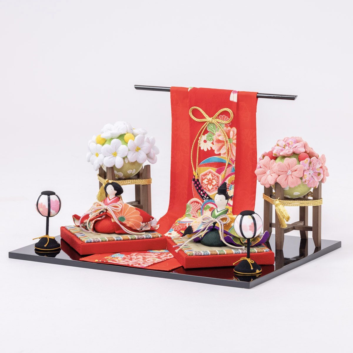雛人形 コンパクトサイズ ひな人形 親王飾り ちりめん 花小路雛