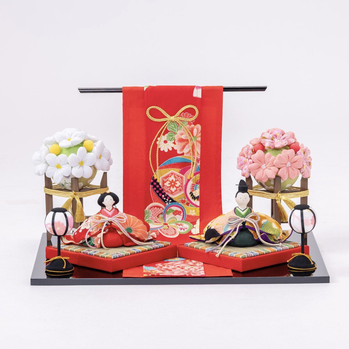 雛人形 コンパクトサイズ ひな人形 親王飾り ちりめん 花小路雛