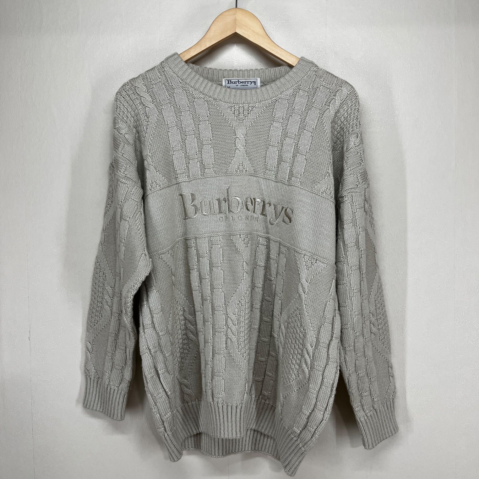 バーバリーズ フロントロゴジャガードクルーネックニット ベージュ|Ｍ