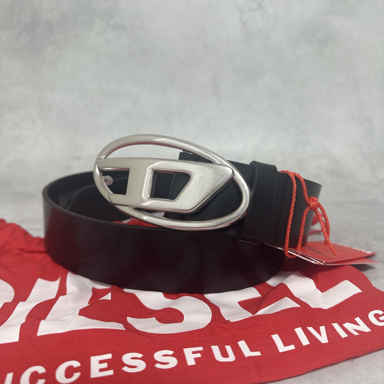 DIESEL ディーゼル B-1 DR バックル レザー ベルト ブラック