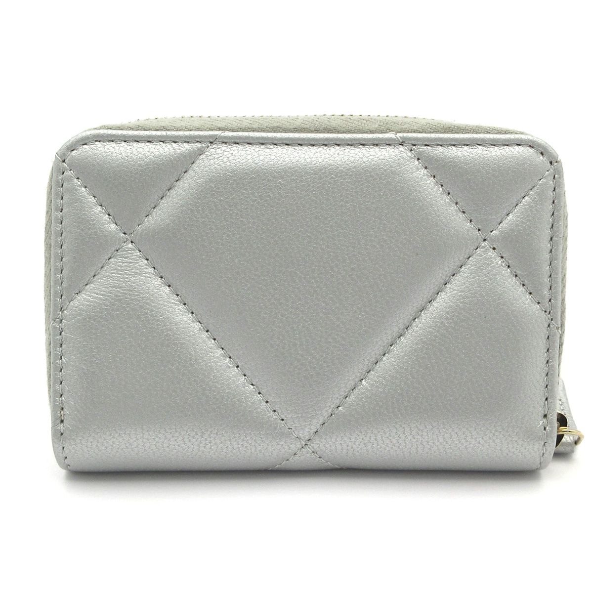 CHANEL シャネル コインケース |シャネル19 AP 0949 シルバー ラウンドファスナー|ゴールド金具 ラムスキン