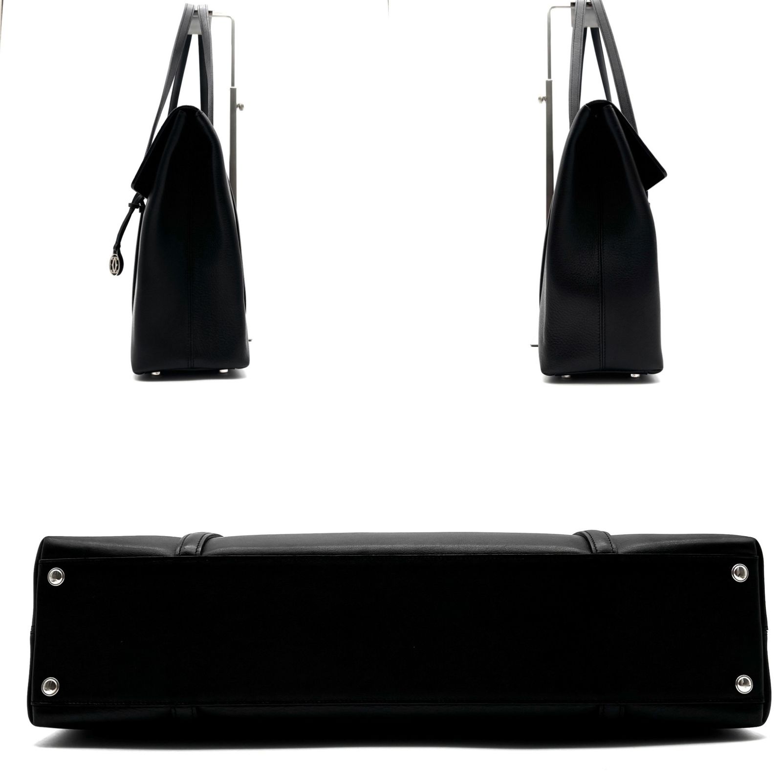 極美品 カルティエ カボション マストライン トートバッグ 裏地総柄 レザー 黒 Cartier（バッグ ・ ブラック/黒色系）のフリマアイテム一覧 美品