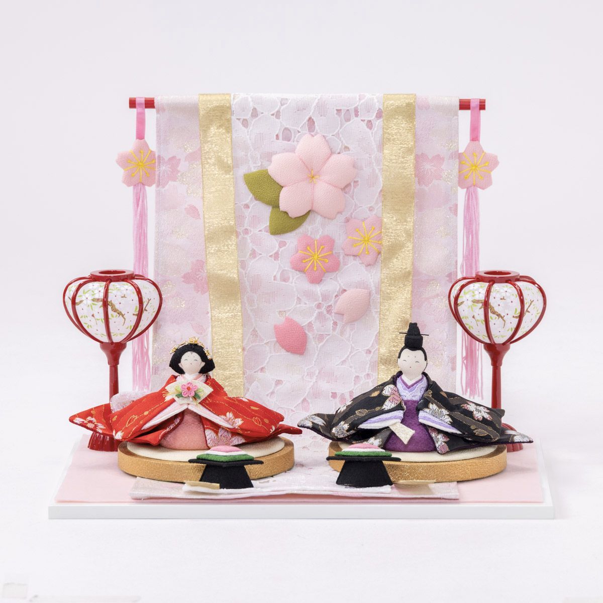 雛人形 コンパクトサイズ ひな人形 親王飾り ちりめん 夢桜雛