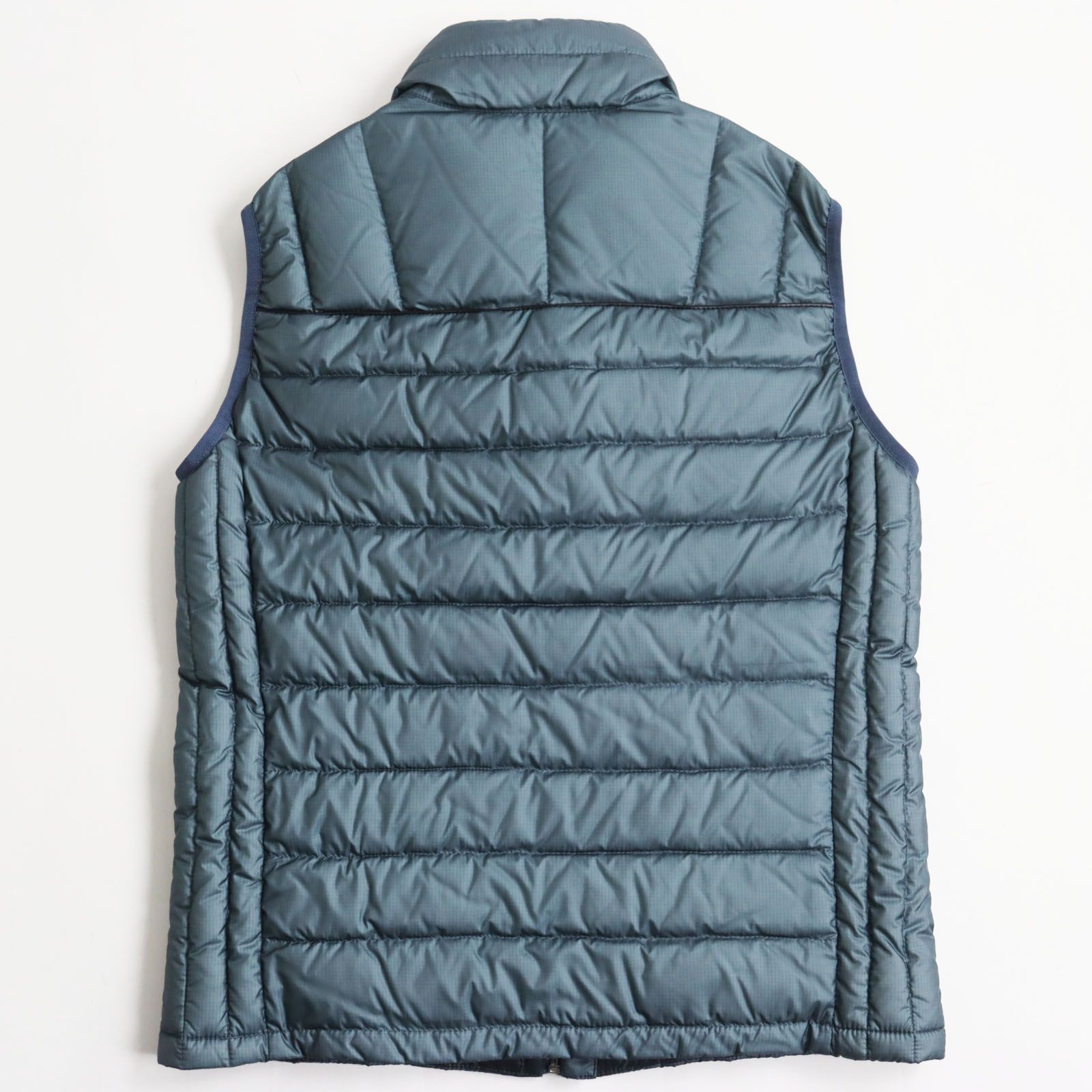 極美品 Dunhill ダンヒル レザー使い レザーロゴパッチ付き ダウンベスト ブルー Sサイズ相当 イタリア製 正規品 メンズ ドンドン見直し】極美品 Dunhill ダンヒル レザー使い レザー