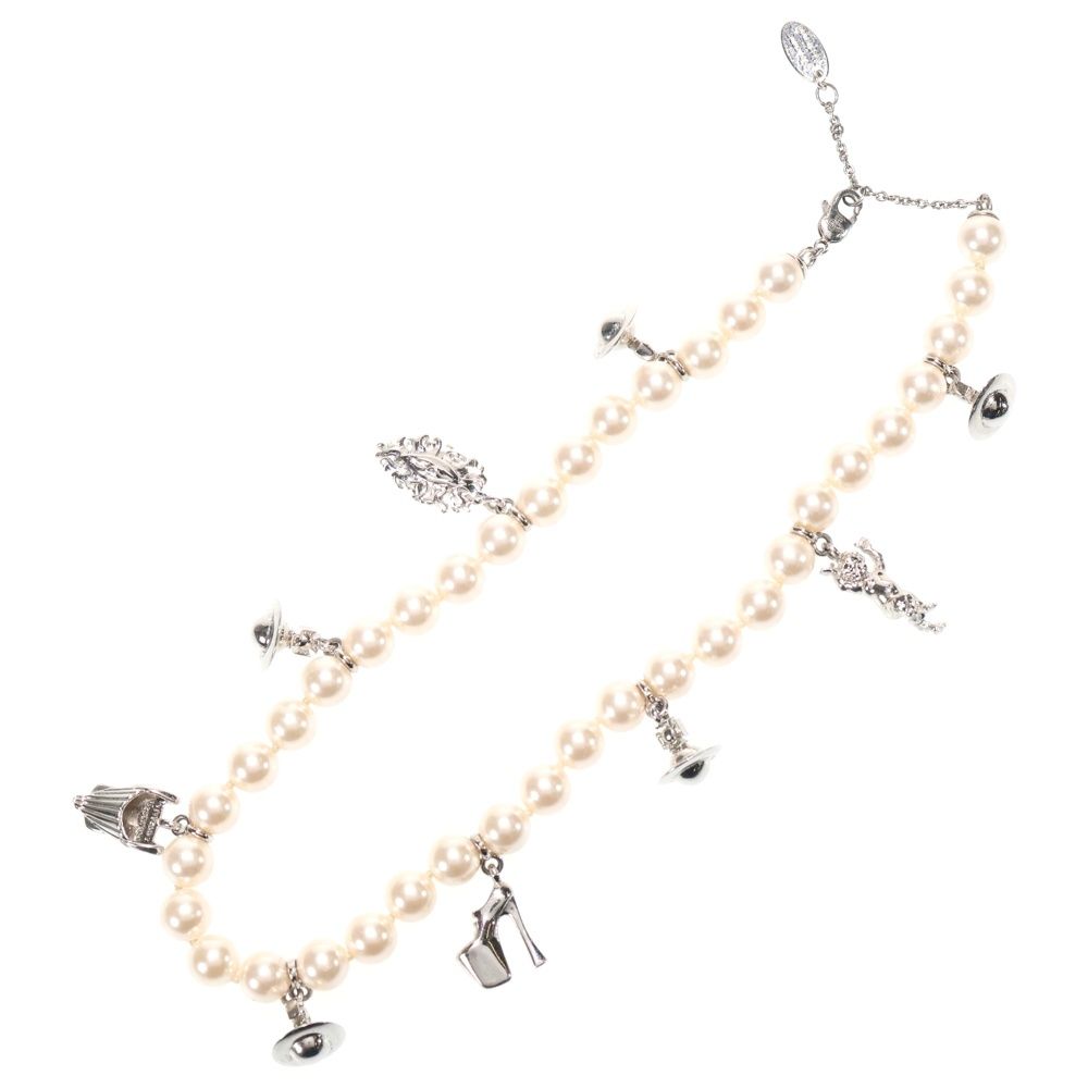 Vivienne Westwood ヴィヴィアンウエストウッド Anglo Pearl パールチャームネックレス ホワイト シルバー