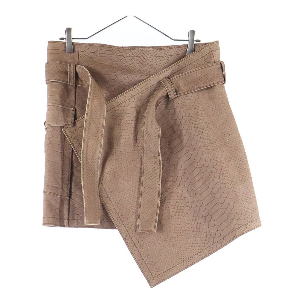 DIESEL BLACK GOLD ディーゼルブラックゴールド カウレザー ベルト付き 前掛け スカート ブラウン