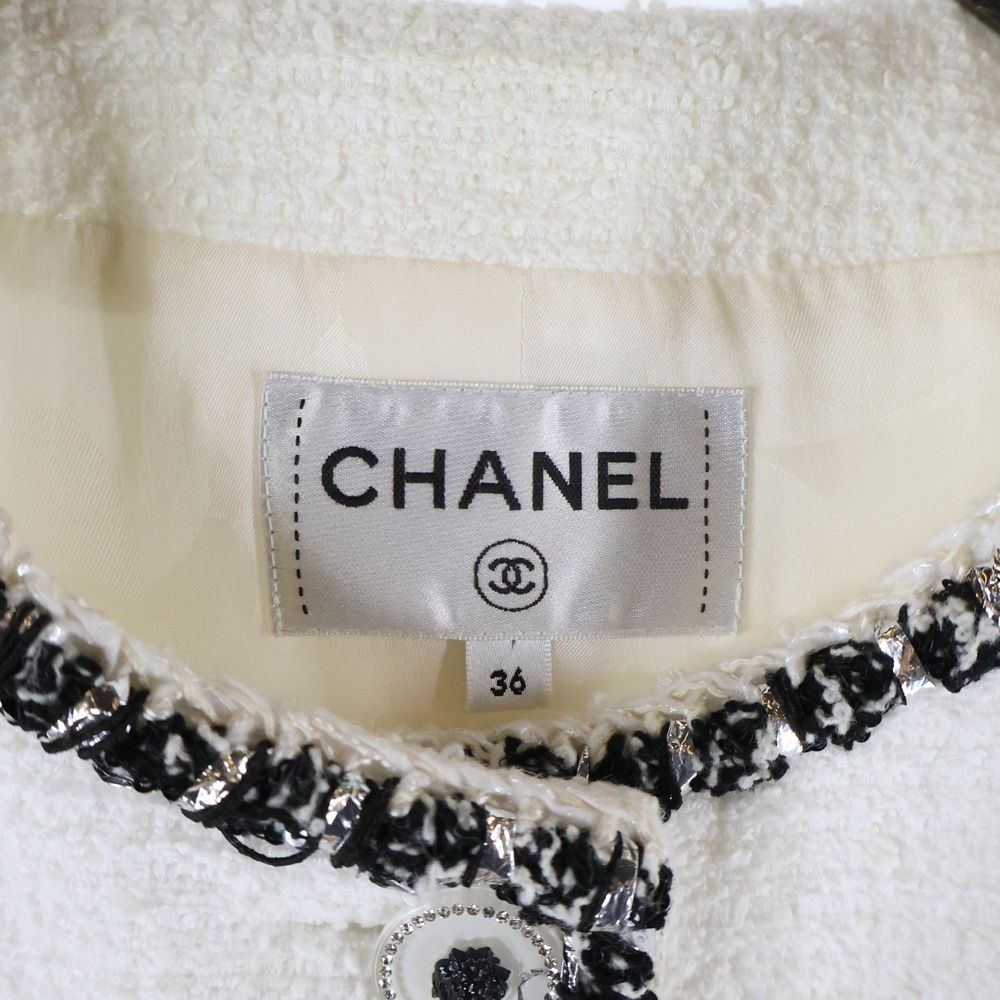  CHANEL シャネル ノースリーブ ツイード ワンピース ドレス ホワイト その他 その他