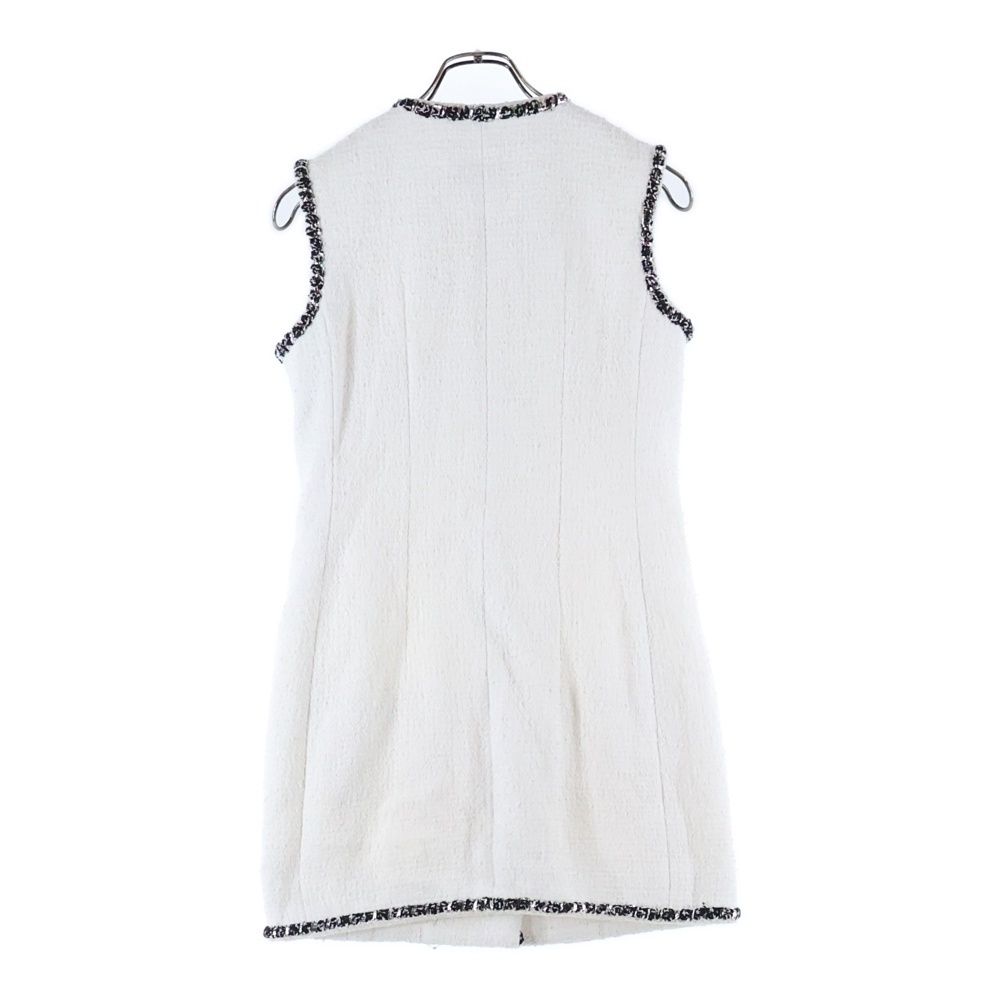 CHANEL シャネル ノースリーブ ツイード ワンピース ドレス ホワイト