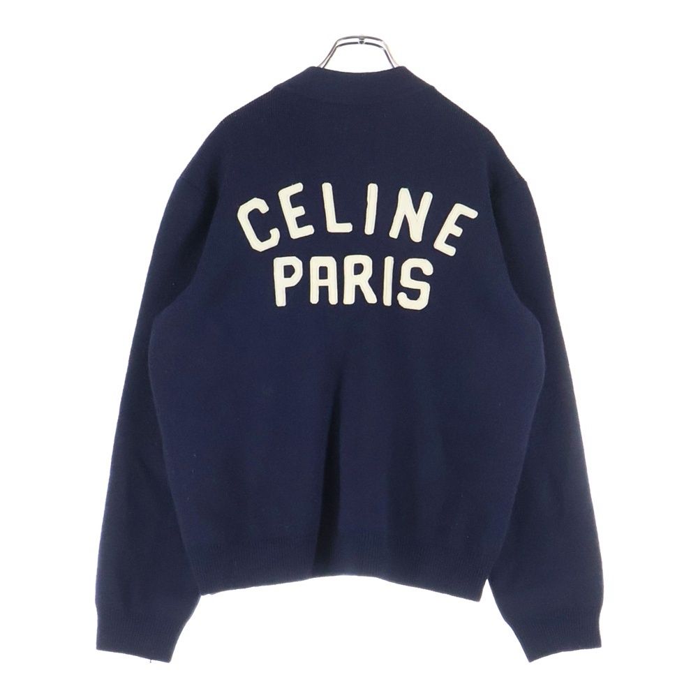 CELINE セリーヌ カレッジロゴ Vネックカーディガン ニット ネイビー