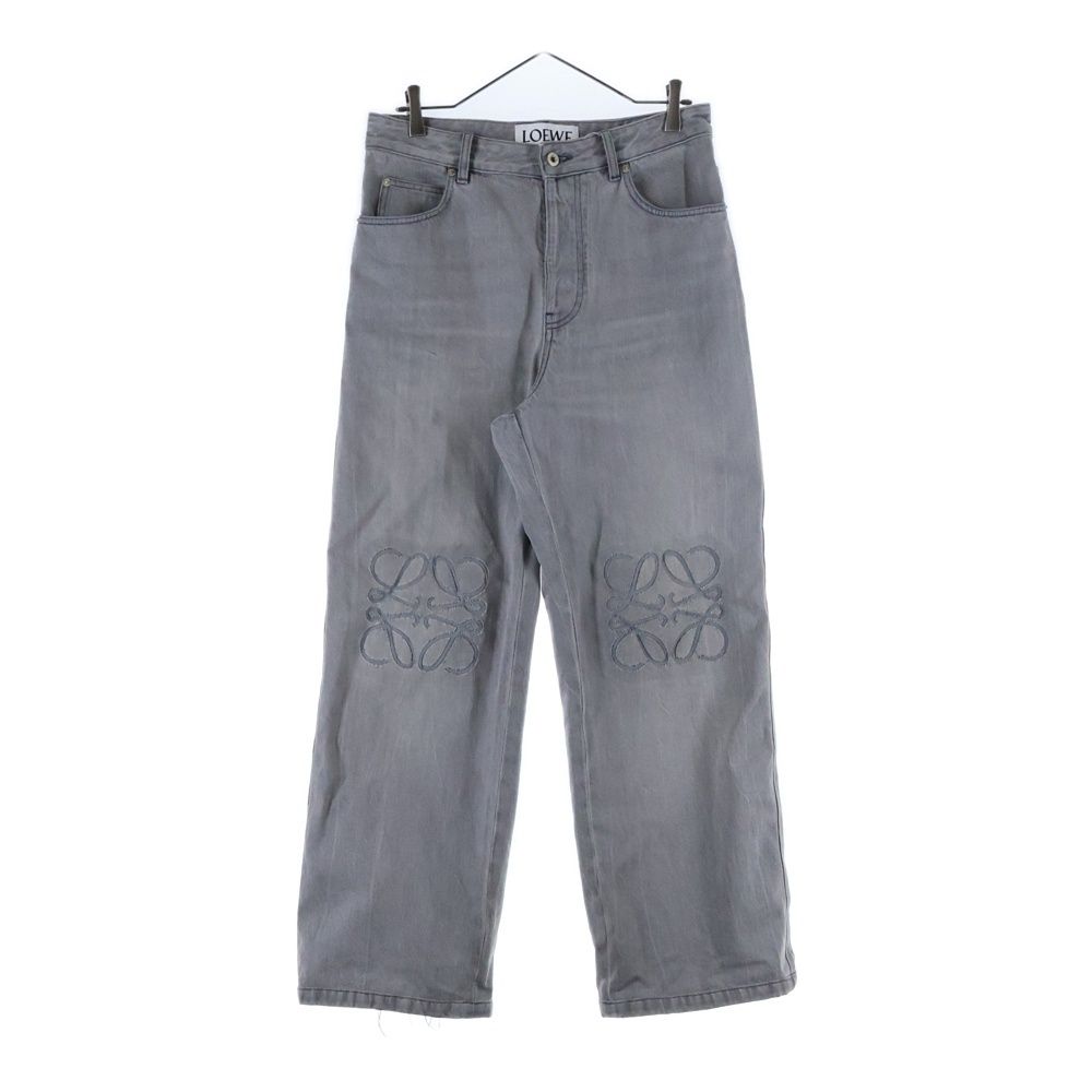 LOEWE ロエベ アナグラム刺繍 バギーデニムパンツ グレー