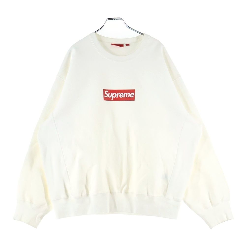 SUPREME シュプリーム 25 SS Washed Box Logo Crewneck ウォッシュド加工 ボックスロゴ クルーネックスウェットトレーナー ホワイト