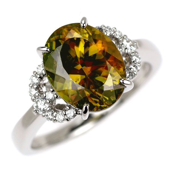 スフェーン&ダイヤモンド Pt900リング 12.5号 スフェーン&ダイヤモンドpt900リング12.5号