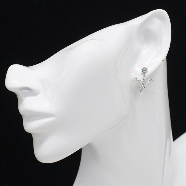 Pt900/ K14WG トリートブルーダイヤモンド ピアス 0.29ct D0.18ct