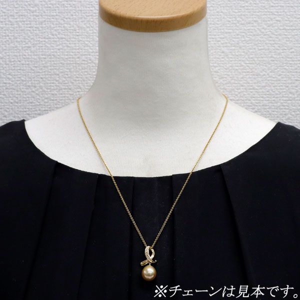 田崎真珠 K18YG ゴールデンパール ダイヤモンド ペンダントトップ 径約