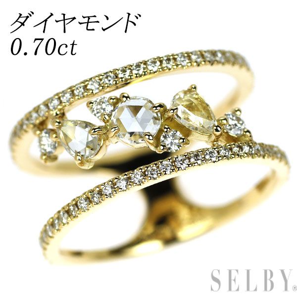 K 18 YG ローズカット|ラウンドブリリアント ダイヤモンド リング 0.70 ct