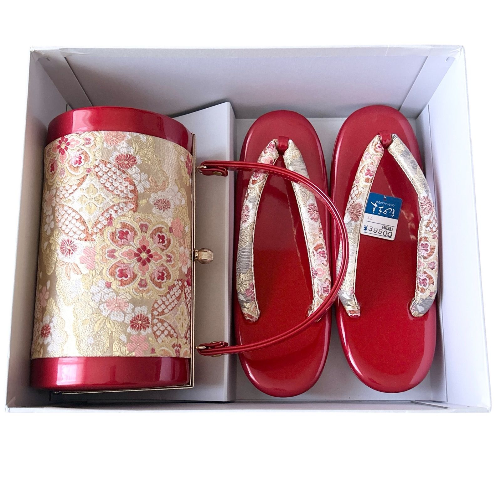 和装小物 草履 バッグセット 金糸花柄刺繍 エナメル 正絹 着物 着付け 成人式 フォーマル