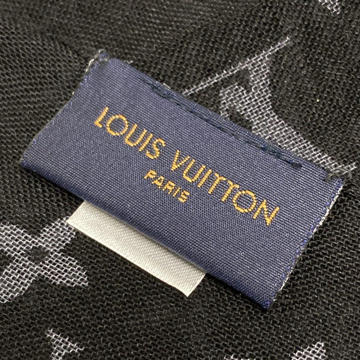 LOUIS VUITTON ルイヴィトン ストール ショール - MP 1984 黒×グレー モノグラム柄 カシミヤ シルク