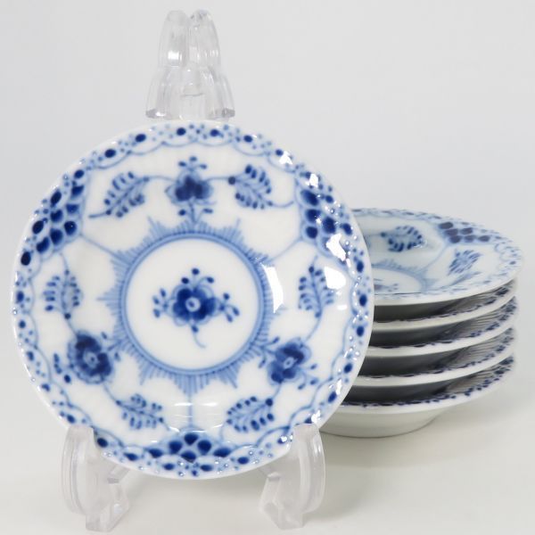 ロイヤルコペンハーゲン プレート ブルーフルーテッド ハーフレース バタープレート セット 7.5 cm Royal Copenhagen 洋食器 1級品 2