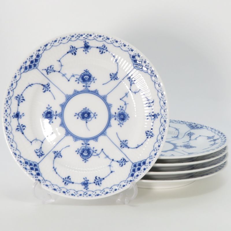 ロイヤルコペンハーゲン プレート ブルーフルーテッド ハーフレース サラダプレート セット 17 cm Royal Copenhagen 洋食器 皿 1級品