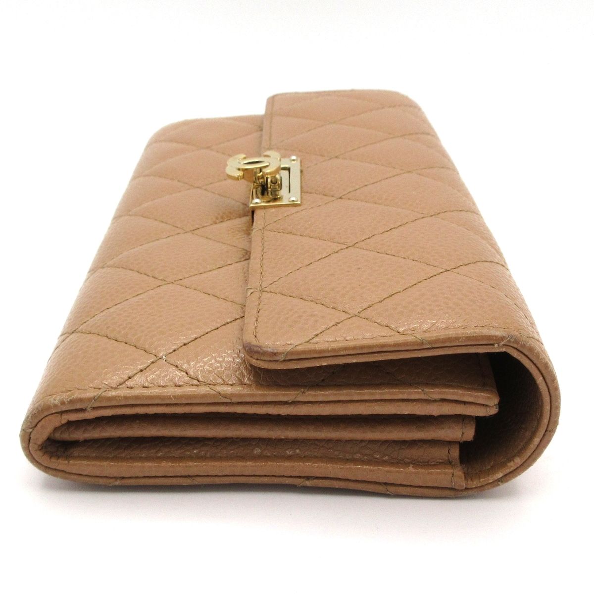 CHANEL(シャネル) 長財布 ココロック,マトラッセ ベージュ ゴールド