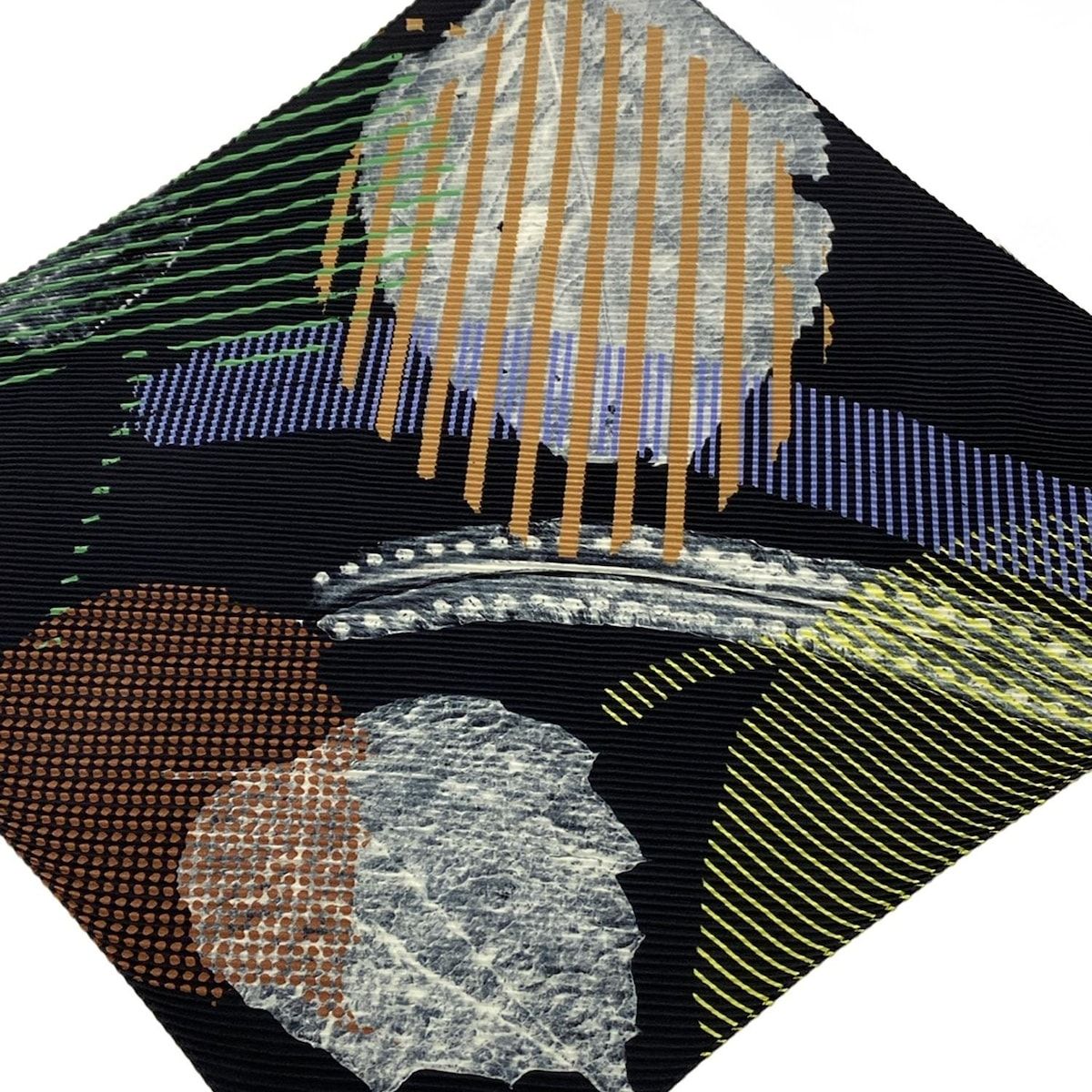 PLEATS PLEASE プリーツプリーズ スカーフ - ダークネイビー×ライトグレー プリーツ|ポリエステル|ひし形