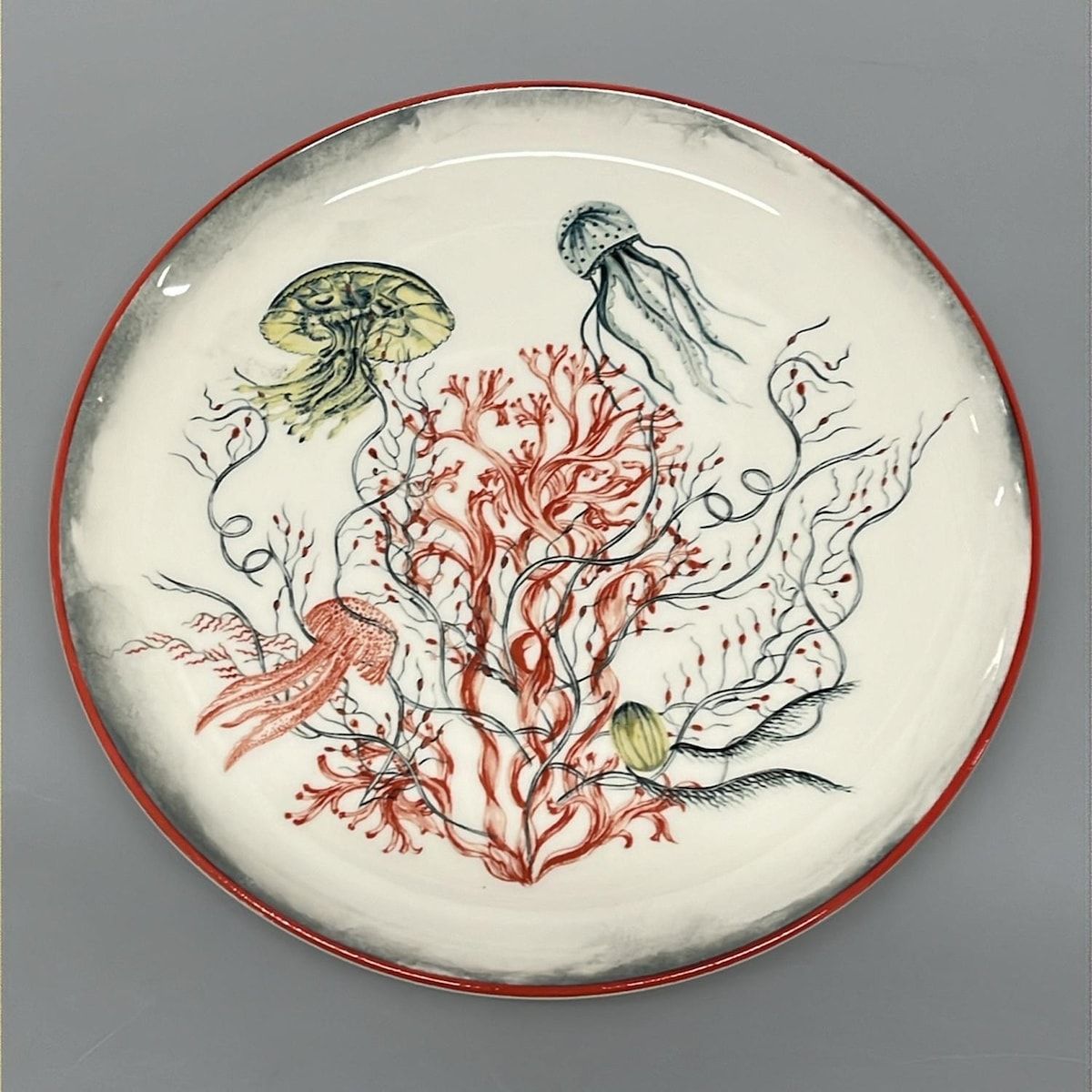 ディオール|クリスチャンディオール プレート メディテラネ 白×レッド×マルチ ディオール メゾン|クラゲ|サンゴ