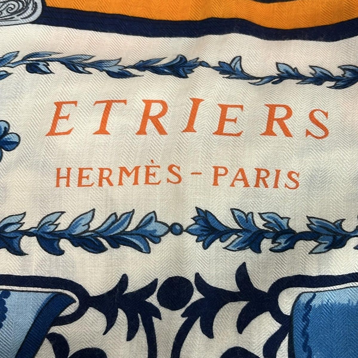 HERMES エルメス ストール ショール トライアングル ジェアン オレンジ×マルチ ETRIERS|2025 AW カシミヤ シルク
