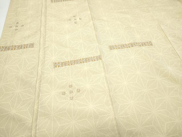 平和屋着物▽訪問着 紬地 刺繍 麻の葉文様 正絹 逸品 CAAZ8932th