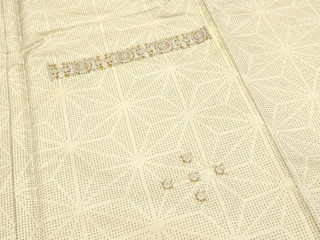 平和屋着物▽訪問着 紬地 刺繍 麻の葉文様 正絹 逸品 CAAZ8932th