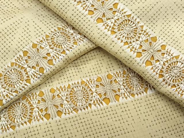 平和屋着物▽訪問着 紬地 刺繍 麻の葉文様 正絹 逸品 CAAZ8932th