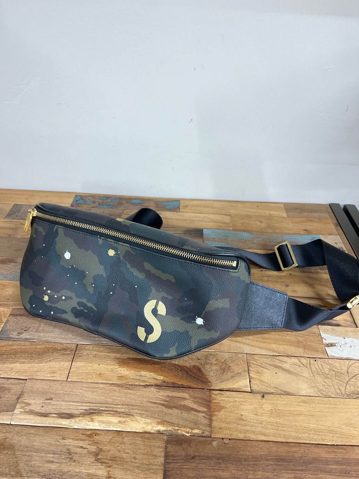 ♥ タグ付き gentil Bandit ジャンティバンティ カモフラ カモブラック PVCレザーカスタムオーダー品 チェストバッグ 日本製 ボディバッグ ts-005