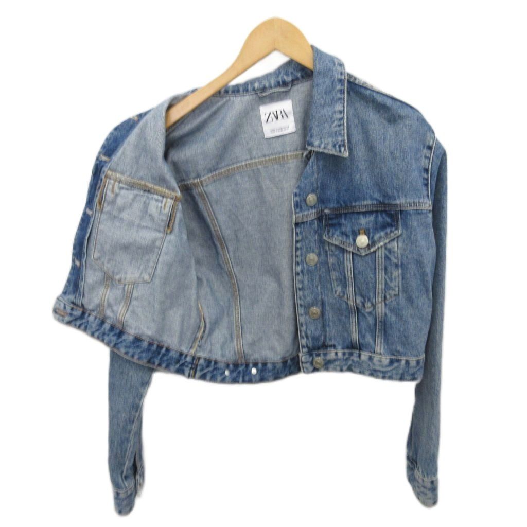 ザラ ZARA デニムジャケット Gジャン クロップド 短丈 XS インディゴ