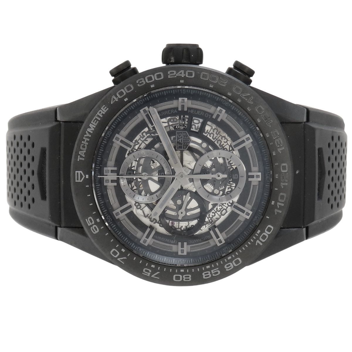 保証書付 タグホイヤー カレラ キャリバーホイヤー01 CAR 2 A 91 CE|ラバー ブラック 自動巻き メンズ アラモード