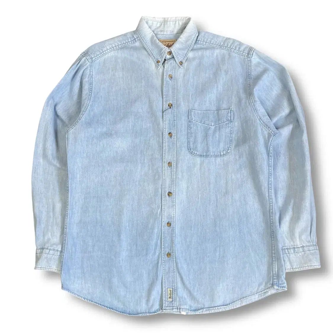 USA ウールリッチ ワンポケット ライトブルー デニム 長袖 シャツ L
