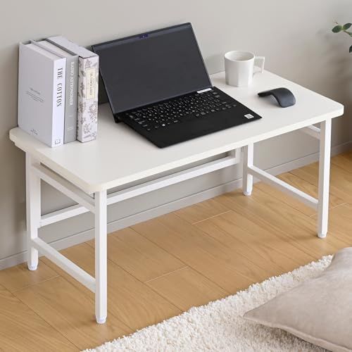 山善 YAMAZEN ローテーブル 折りたたみ デスク コンパクト 完成品 幅80×奥行40×高さ40 cm 傷 汚れ 水分 熱に強い天板 メラミン加工 机 ホワイト|ホワイト RPST-8040 L WH|WH 2 m