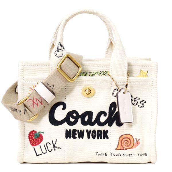 コーチ バッグ COACH キャンバス トート スケッチ プリント 刺繡 ミニ