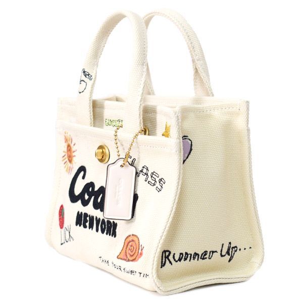 コーチ バッグ COACH キャンバス トート スケッチ プリント 刺繡 ミニ
