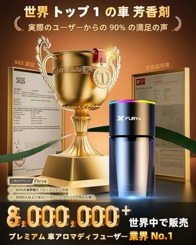 2026新登場 180 mL で 16 ヶ月持続 FLIRVA 車 アロマディフューザー 超音波霧化 静音 穴詰まりなし 粒子細かく 液溜まり防止 雰囲気ライト 持続モード特許 自動ON|OFF 内蔵バッテリー コードレス アルミ合金 81 a 7 d 704