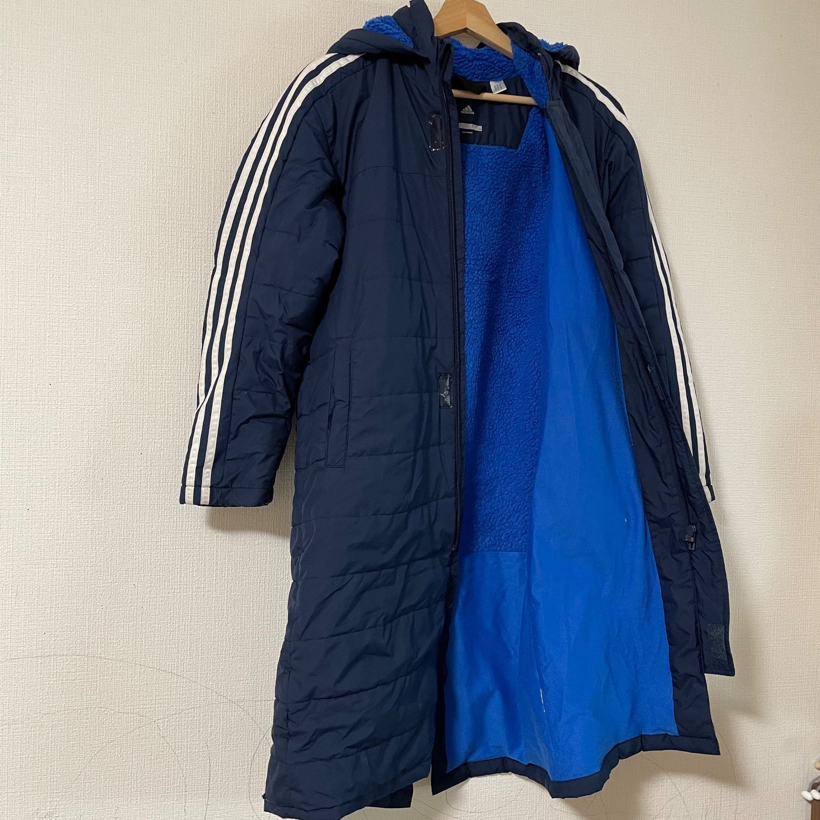 adidas アディダス ベンチコート ジュニア 160 ネイビー 裏ボア 紺 