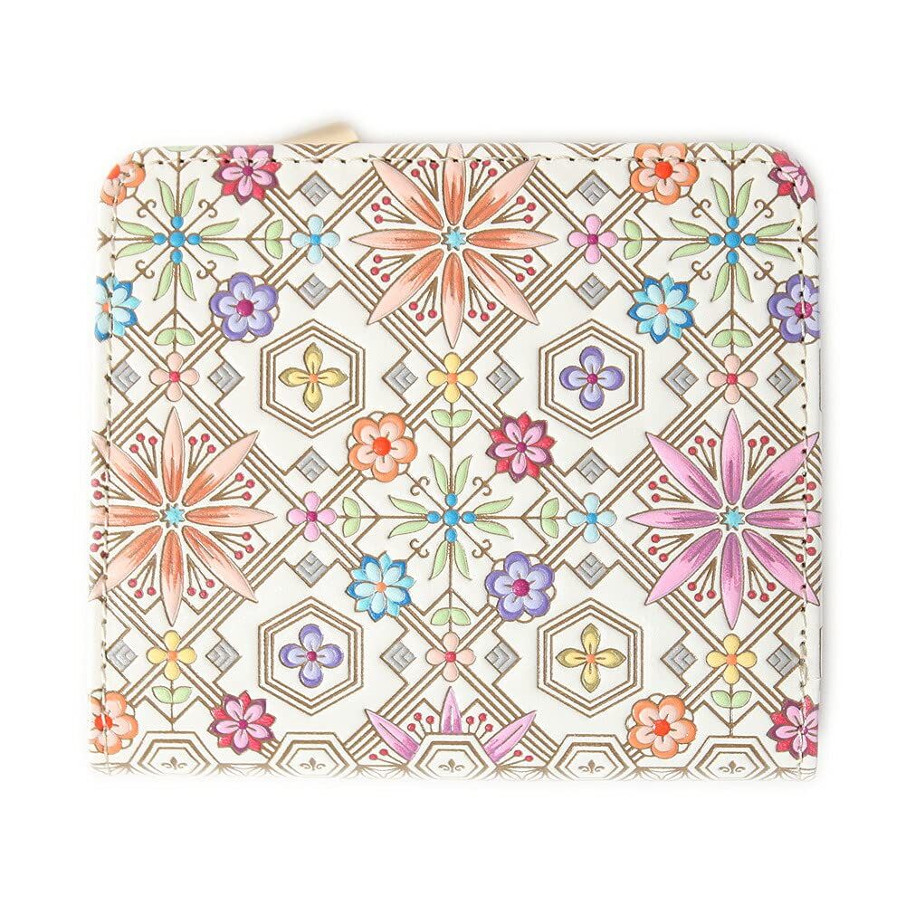 浅草文庫 友禅染 二つ折り 財布 L字ファスナー 花菱 はなびし 柄 江戸小紋 2つ折り ミニ ピンク