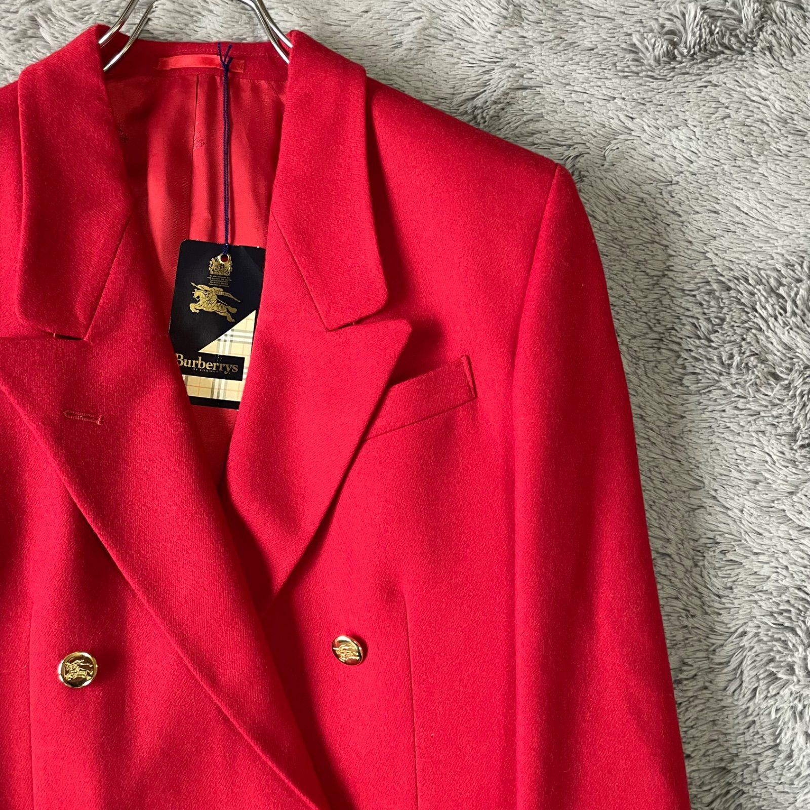 極美品✨️BURBERRY 金ボタン ダブル テーラード ジャケット 9号 M Burberrys(バーバリーズ) 90's金ボタン紺ブレザー/紺ブレ/ダブル